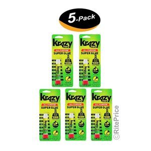 Krazy Glue Instant strong Super Glue Adhesive fast Tube All Purpose (5 Pack)